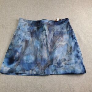 Free People Riverside Tool And Dye Mini Skirt Womens Small Blue Denim